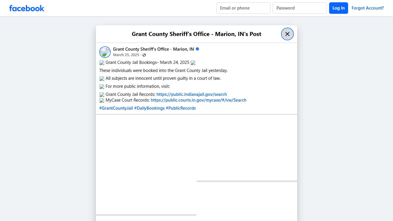 🚔 Grant... - Grant County Sheriff's Office - Marion, IN | Facebook